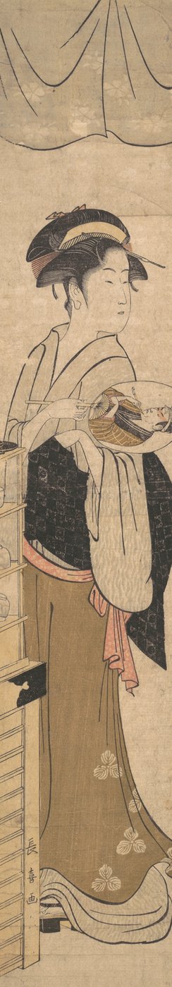 फैन के साथ जवान औरत. द्वारा Eis Esai Chōki