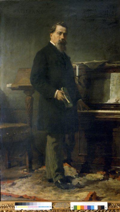 एमिलकेयर पोंचिएली (1834 - 1886)। इतालवी संगीतकार। एलुटेरियो पगलियानो द्वारा पेंटिंग। द्वारा एल्युटेरियो पगलियानो