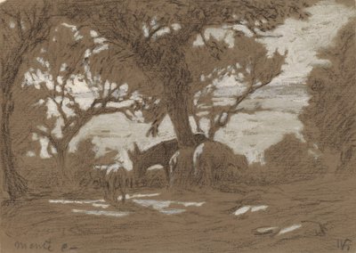 माउंट कोलोनोला - त्रासिमेनो झील पर भेड़ चराई, सी। 1878. द्वारा एलीहु वेडर