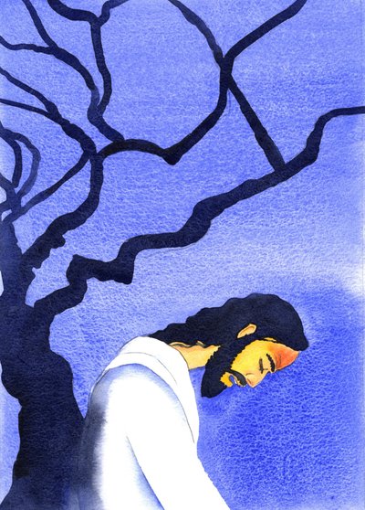 मसीह ने अपने पिता के लिए, गेथसमेन में, खून पसीना, आगे की भयावहता के बारे में सोचकर प्रार्थना की, 2001 (कागज पर w - c) द्वारा एलिजाबेथ वांगो