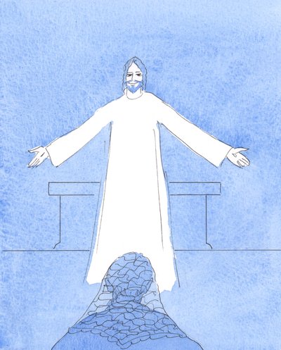 मसीह ने मदद की ज़रूरत में मेरे दिल के सभी लोगों के बारे में मुझसे बात की, और मेरे अन्य सभी चिंताओं, 2004 (w - c कागज पर) द्वारा एलिजाबेथ वांगो