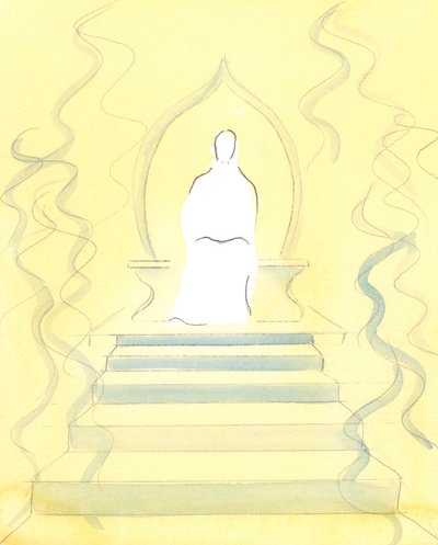 परमेश्वर पिता स्वर्ग में वास की महिमा के बीच रहता है; और यह उनके सिंहासन से पहले है कि आत्माओं को निर्णय के लिए लाया जाता है, 2004 (w - c कागज पर) द्वारा एलिजाबेथ वांगो