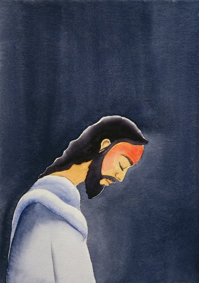उनकी पीड़ा में यीशु ने गेथसमेन में अपने पिता से प्रार्थना की, 2006 (w - c कागज पर) द्वारा एलिजाबेथ वांगो