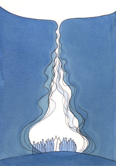 द ग्रेट फ्लेम ऑफ़ प्रार्थना।, 2001 (w - c पेपर पर) द्वारा एलिजाबेथ वांगो