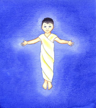 शिशु यीशु, 2001 (कागज पर w - c) द्वारा एलिजाबेथ वांगो