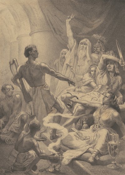 डेविड शाऊल से पहले खेल रहा है द्वारा इमानुएल गोटलिब लेउत्ज़े