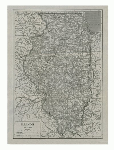 इलिनोइस, संयुक्त राज्य अमेरिका का नक्शा, c1910s। द्वारा एमरी वॉकर