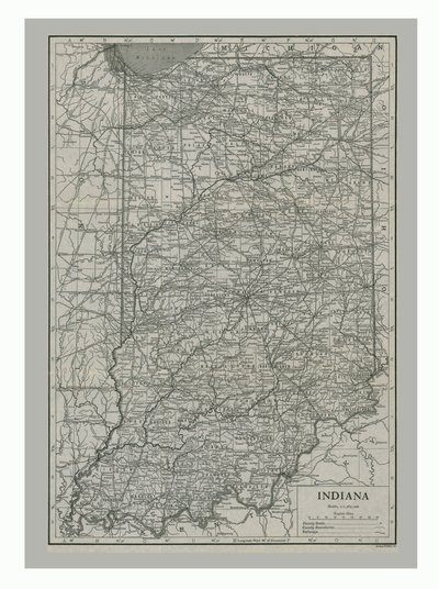 इंडियाना, संयुक्त राज्य अमेरिका का नक्शा, c1900s द्वारा एमरी वॉकर