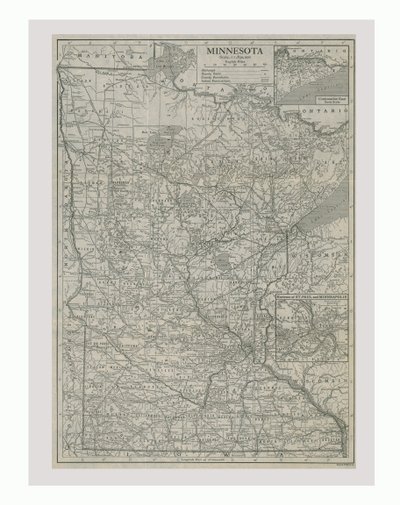 मिनेसोटा, अमेरिका का नक्शा, c1900s। द्वारा एमरी वॉकर
