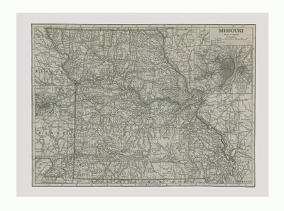 मिसौरी का नक्शा, संयुक्त राज्य अमेरिका, c1900s। द्वारा एमरी वॉकर