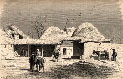 ताशकंद, उज्बेकिस्तान में एक कारवांसेरई, &39;द वर्ल्ड इन द हैंड्स&39; से चित्रण, चार्ल्स लाप्लांटे द्वारा उत्कीर्ण (d.1903), 1878 (उत्कीर्णन) द्वारा एमिल एंटोनी बेयर्ड