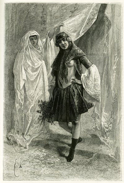 फ़ारसी राजकुमारी ज़िबा ख़ानौम का पोर्ट्रेट। 1881-1882 में जेन डाइलाफॉय (नी माग्रे) द्वारा "" फारस, चालडी और सुसियान" कहानी को चित्रित करने के लिए एक तस्वीर के बाद ई.बेयार्ड द्वारा उत्कीर्णन द्वारा एमिल एंटोनी बेयर्ड