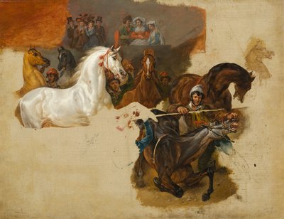 राइडलेस हॉर्स की दौड़, c.1820 द्वारा Emile Jean Horace Vernet