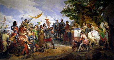 बाउविंस की लड़ाई, 27 जुलाई 1214, 1827 द्वारा Emile Jean Horace Vernet