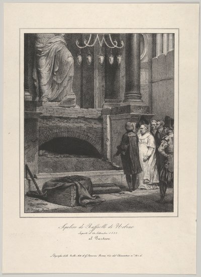 राफेल का मकबरा, 14 सितंबर, 1833, पेंटहोन, रोम, 1833 खोला गया। द्वारा एमिल जीन होरेस वर्नेट