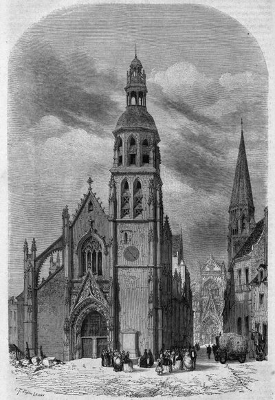 1857 में इसके विध्वंस से पहले वेंडोम, लॉयर और चेर (41) के सेंट मार्टिन (15 वीं-16 वीं शताब्दी) के चर्च का बाहरी दृश्य। थेरोंड द्वारा उत्कीर्णन "" ले मैगासिन पिक्चर "" द्वारा एमिल थियोडोर थेरॉन्ड