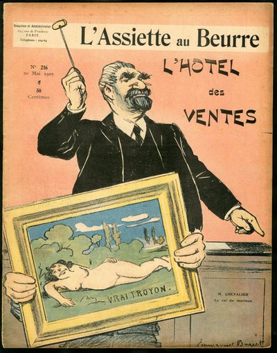 "" L'Plate au Beurre" का कवर, संख्या 215, रंगों में व्यंग्य द्वारा इमैनुएल बारसेट