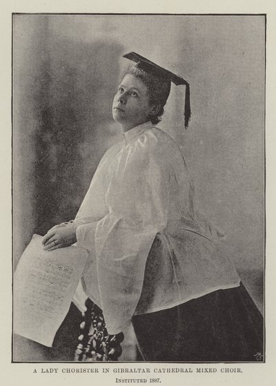 जिब्राल्टर कैथेड्रल मिक्स्ड चॉइर में एक लेडी चोरिस्टर, 1887 को स्थापित किया गया द्वारा अंग्रेजी फोटोग्राफर