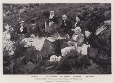 ब्लैकक्रिग कैसल, सितंबर 1893 के पास एक पिकनिक पार्टी द्वारा अंग्रेजी फोटोग्राफर