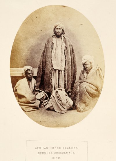 जे। फोर्ब्स वॉटसन द्वारा अफगान हॉर्स डीलर्स, सोन्नी मुसुलमान, सिंध, द पीपुल ऑफ इंडिया, 1868 से प्रकाशित (एल्बम प्रिंट) द्वारा अंग्रेजी फोटोग्राफर