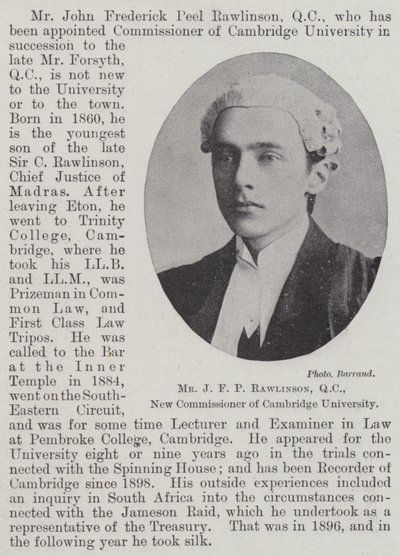 श्री JFP Rawlinson, QC, कैम्ब्रिज विश्वविद्यालय के नए आयुक्त द्वारा अंग्रेजी फोटोग्राफर