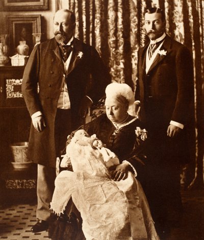 क्वीन विक्टोरिया होल्डिंग किंग एडवर्ड अष्टम 16 जुलाई, 1894 को अपने नामकरण में द्वारा अंग्रेजी फोटोग्राफर