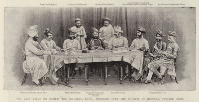 स्वर्गीय राजह सर गनपत राव खुडके, केसीएसआई, भारत परिषद, ग्वालियर की अध्यक्षता कर रहे हैं द्वारा अंग्रेजी फोटोग्राफर