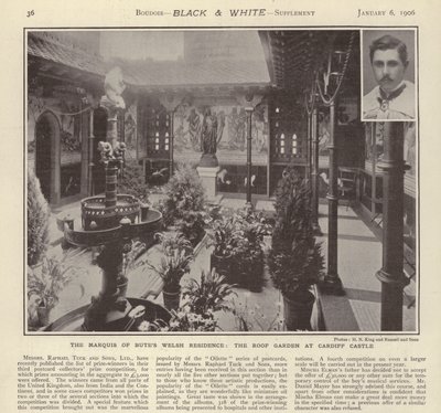 बुटे के वेल्श निवास का मार्क्विस: कार्डिफ़ कैसल में छत का बगीचा (बी / डब्ल्यू फोटो) द्वारा अंग्रेजी फोटोग्राफर
