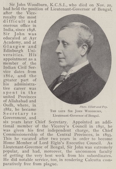 दिवंगत सर जॉन वुडबर्न, बंगाल के लेफ्टिनेंट-गवर्नर द्वारा अंग्रेजी फोटोग्राफर