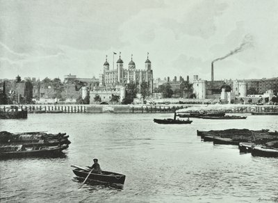 टॉवर ऑफ लंदन, टॉवर हिल: नदी से, 1895 द्वारा अंग्रेजी फोटोग्राफर