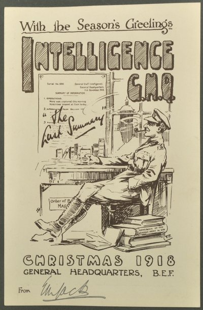 सीज़ ग्रीटिंग्स के साथ, इंटेलिजेंस जीएचक्यू, क्रिसमस 1918 ईएम जैक, 1918 से द्वारा अंग्रेजी फोटोग्राफर