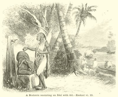 एक ब्राह्मण तेल, ईजेकील, vi, 13 के साथ एक मूर्ति का अभिषेक करता है द्वारा अंग्रेजी स्कूल