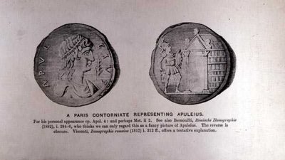 पेरिस Contorniate Apuleius का प्रतिनिधित्व (c.124-170 विज्ञापन) द्वारा अंग्रेजी स्कूल