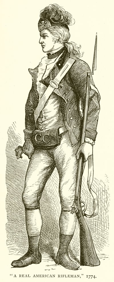 ए रियल अमेरिकन राइफलमैन, 1774 द्वारा अंग्रेजी स्कूल
