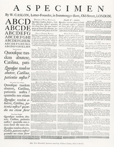 W.Caslon . द्वारा एक नमूना द्वारा अंग्रेजी स्कूल