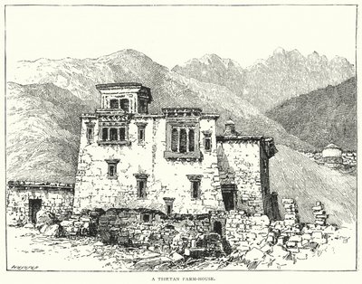 एक तिब्बती फार्म-हाउस (उत्कीर्णन) द्वारा अंग्रेजी स्कूल