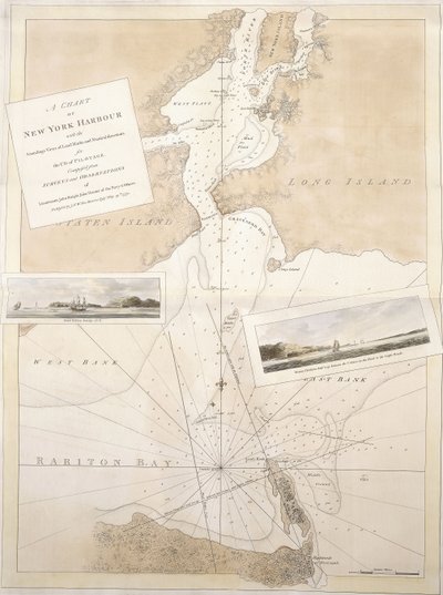 न्यूयॉर्क बंदरगाह का एक चार्ट, 1774-1779 द्वारा अंग्रेजी स्कूल
