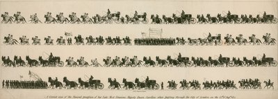 14 अगस्त, 1421 को लंदन शहर से गुजरते हुए, उनकी स्वर्गीय मोस्ट ग्रेसी मेजर क्वीन कैरोलीन के अंतिम संस्कार के जुलूस का एक सही दृश्य द्वारा अंग्रेजी स्कूल