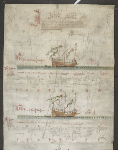 MS 22047 f.1r, द गैलीस ग्रैंड मिस्ट्रेस, और ऐनी गैलेंट, #39;द एंथनी रोल#39; से जोड़ें द्वारा अंग्रेजी स्कूल
