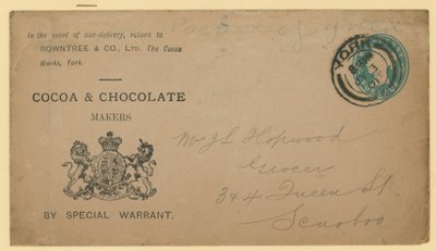 Rowntree & Co, कोको वर्क्स, यॉर्क से पता लेबल द्वारा अंग्रेजी स्कूल