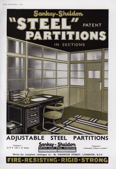 Sankey-Sheldon Steel विभाजन के लिए विज्ञापन, 1937 द्वारा अंग्रेजी स्कूल