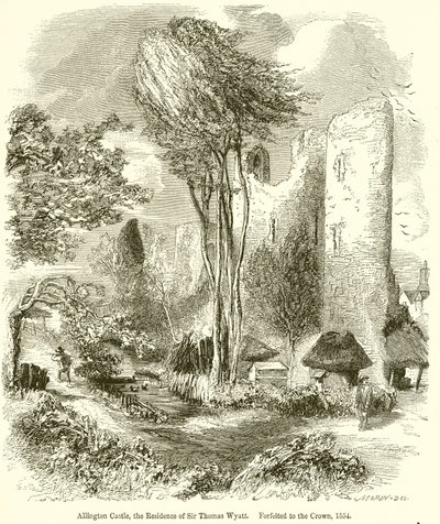 ऑलिंगटन कैसल, सर थॉमस व्याट का निवास। क्राउन के लिए मजबूर, 1554 द्वारा अंग्रेजी स्कूल