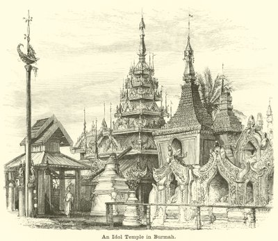 बर्मा में एक मूर्ति मंदिर द्वारा अंग्रेजी स्कूल