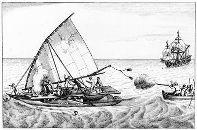 1615-16 में ले मैयर्स (c.1585-1616) और स्काउटन्स (c.1567-1625) के संसार का संचलन, दक्षिण सागर में कालानुक्रमिक इतिहास के इतिहास और खोजों के खंड II से द्वारा अंग्रेजी स्कूल