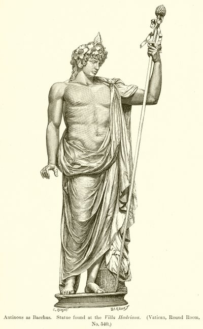 Bacchus के रूप में प्राचीन। विला हैदरीना में मिली मूर्ति। (वेटिकन, राउंड रूम, नंबर 540) द्वारा अंग्रेजी स्कूल