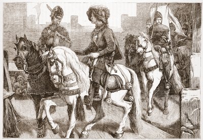 बेसेल में हुसिट डेप्युटी का आगमन, जेम्स एइटकेन वायली (1808-1890), पब द्वारा प्रोटेस्टेंटवाद के इतिहास से चित्रण 1878 द्वारा अंग्रेजी स्कूल