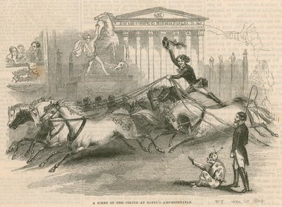 एस्टलिस एम्फीथिएटर, लंदन - बैटीज एम्फीथिएटर में सर्कस का एक दृश्य द्वारा अंग्रेजी स्कूल