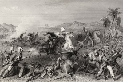 1857 में प्रकाशित &39;द हिस्ट्री ऑफ द इंडियन म्यूटिनी&39; से 1857 में जनरल निकोल्सन द्वारा अनियमित गुहिकायन पर सीलाकोट उत्परिवर्ती पर हमला द्वारा अंग्रेजी स्कूल