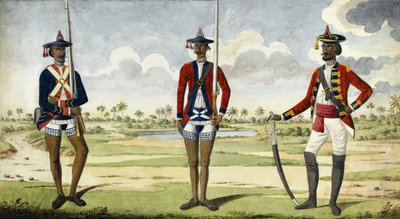 बंगाल आर्मी ट्रूप्स, सी .1785 द्वारा अंग्रेजी स्कूल
