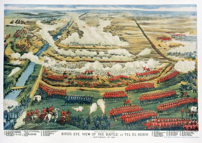 13 सितंबर 1882 को तेल एल-केबीर की लड़ाई का बर्ड्स-आई व्यू द्वारा अंग्रेजी स्कूल